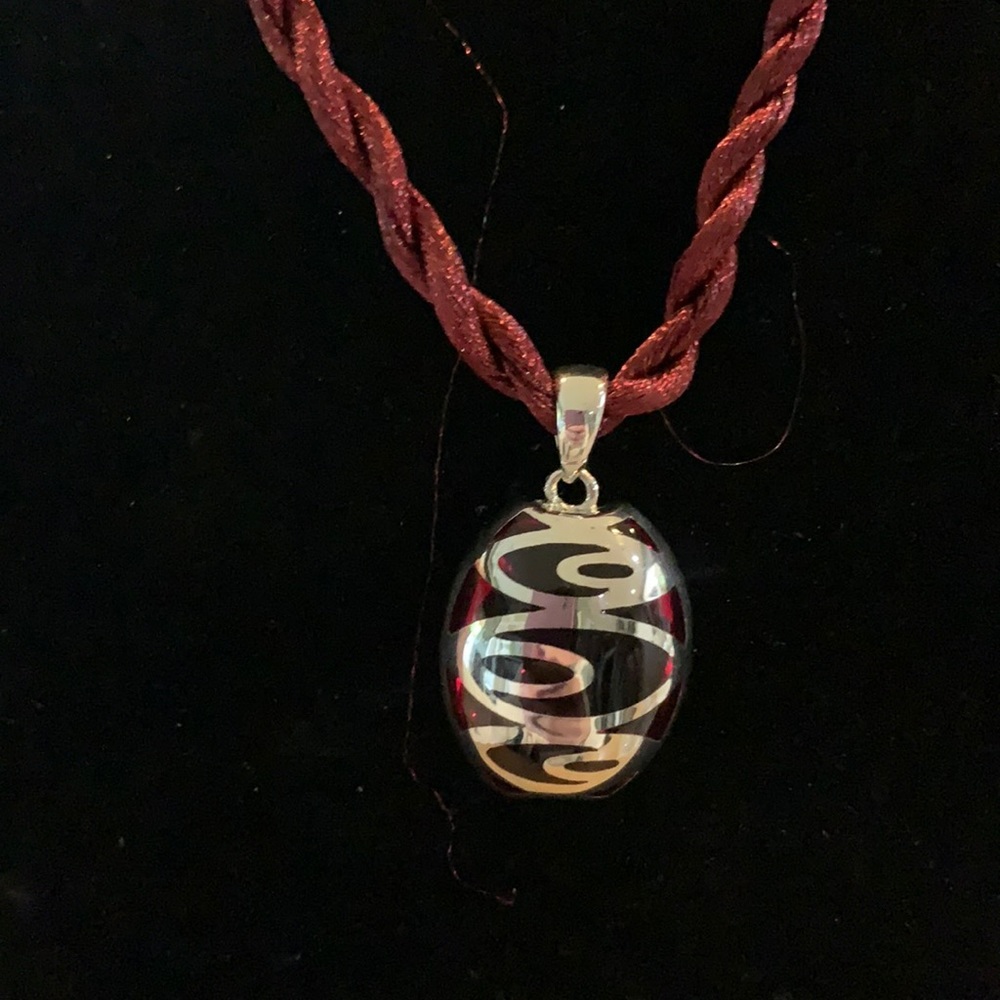 Red (burgundy) Oval Resin Pendant